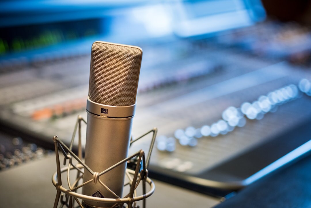 Professional condenser microphone in radio or television studio
